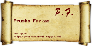 Pruska Farkas névjegykártya